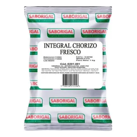 Integral chorizo fresco 1 kg SABORES DEL PRADO